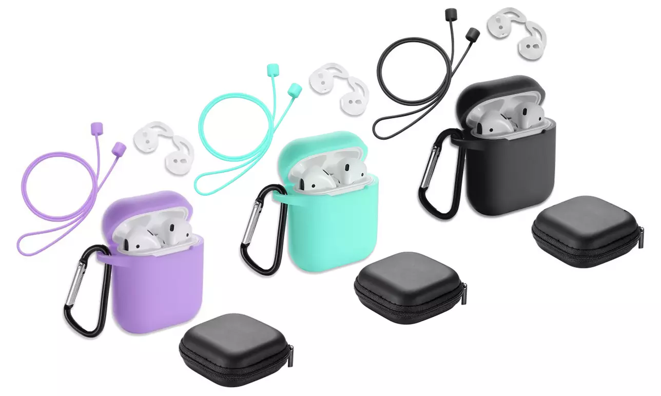 Tech Elements Accessory Kit for Apple Airpods (5-Piece)(LED Visible) - Primary Image