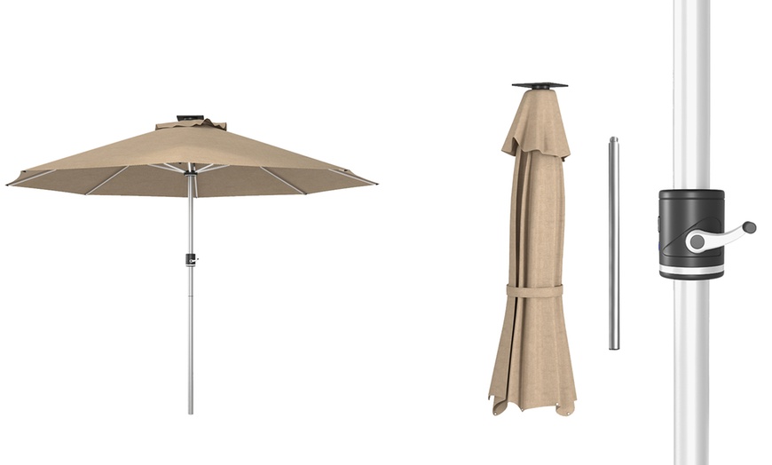 Image 3: Outsunny Solar Powered Garden Parasol with Integrated Lights