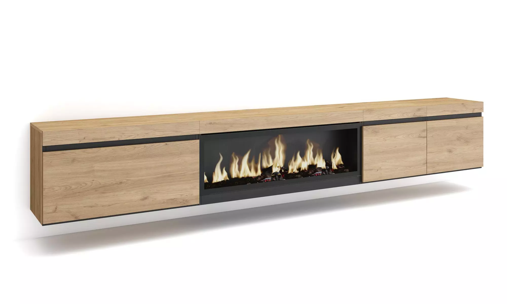 Hängender TV-Schrank 320 cm od. TV-Schrank 288 cm + elektrischer Kamin