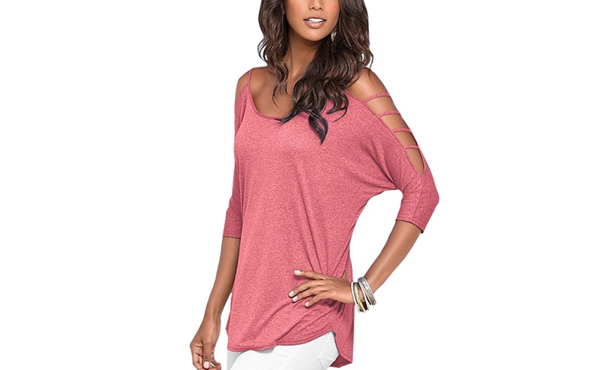 Image 4: Cut-Out Sleeve Jersey Top