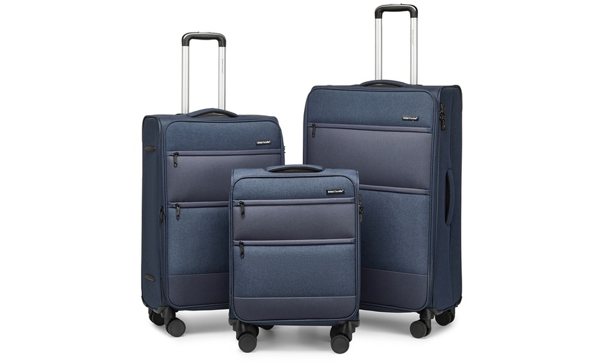 Image 2:  3 piece Soft Shell Suitcase Set