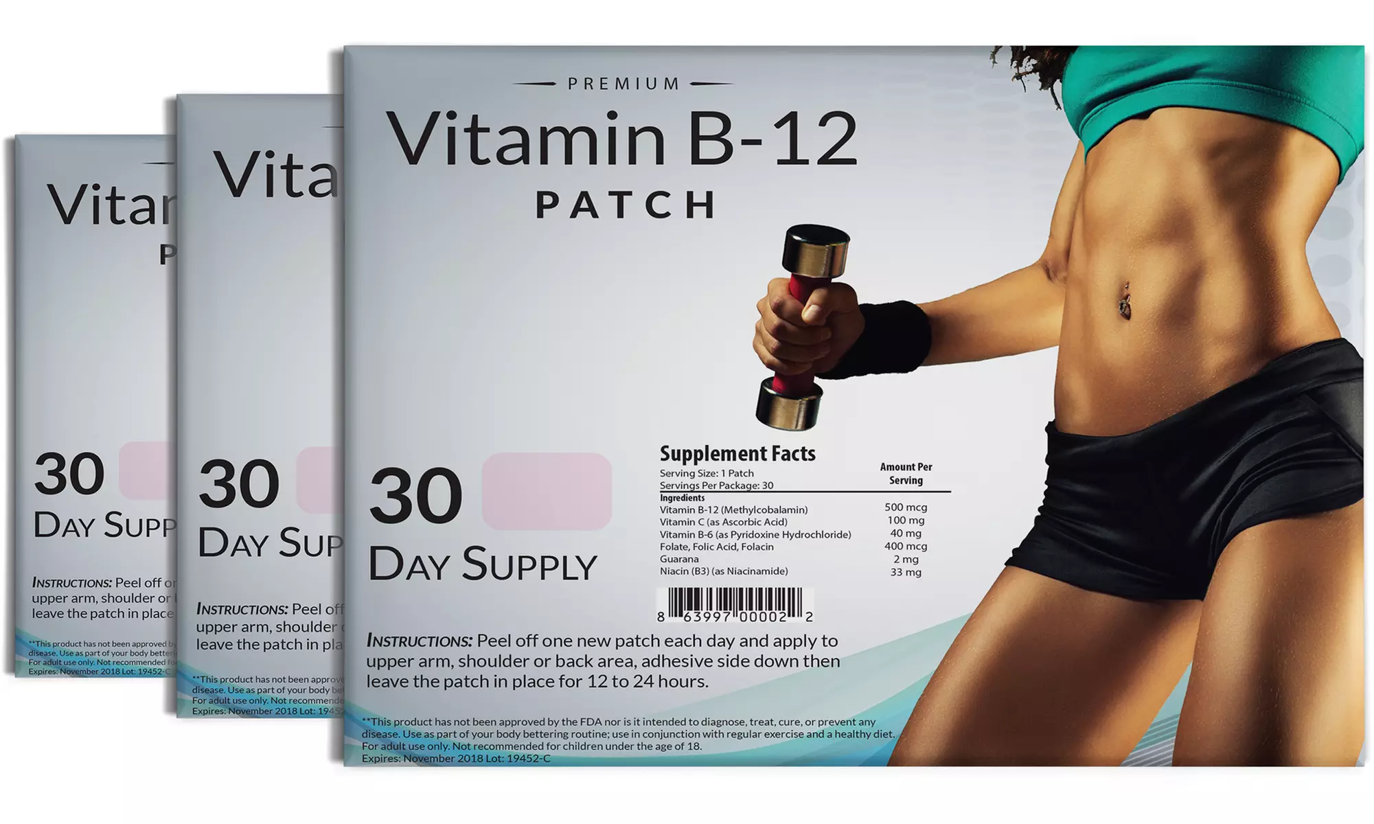 Vitamin B12 and Guarana Weight Loss Slimming Patches (1-, 2-, or 3-Pack) - Second Medium