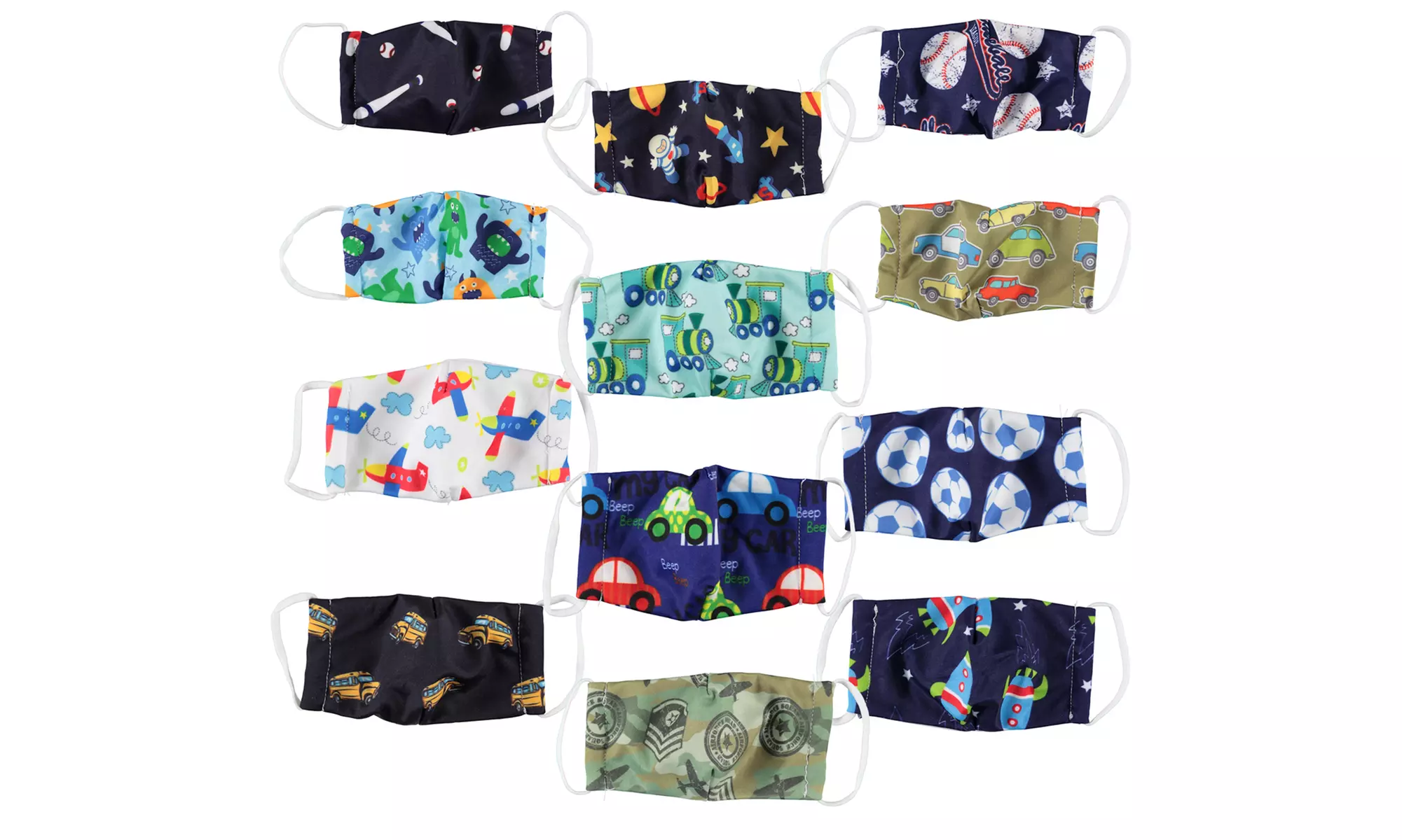 Kids' Cute Face Masks in Colorful Prints (12-Pack) - Primary Image