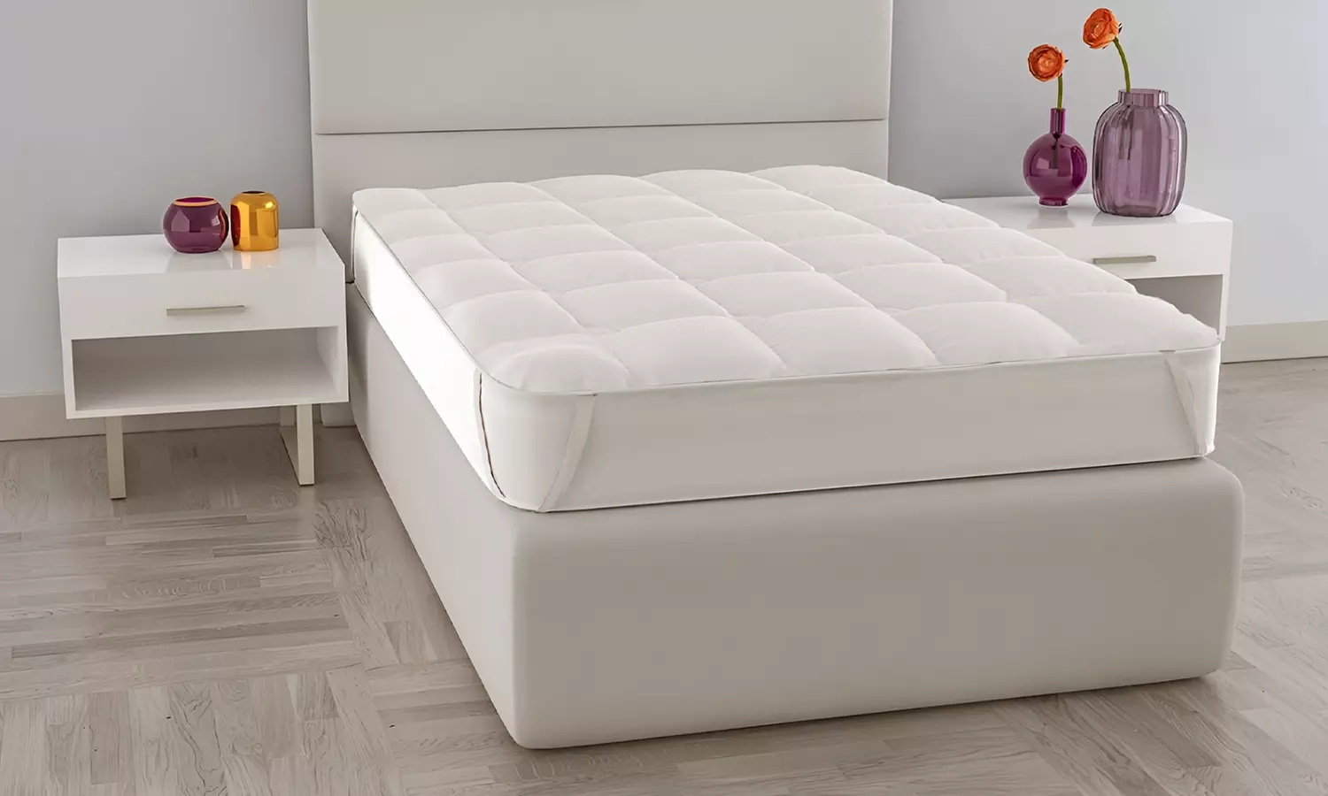 Surmatelas en microfibre à rembourrage en polyester, 130 x 200 cm, épaisseur de 3 cm - Primary Image