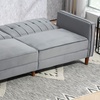 Image 4: HomCom Velvet Reclining Sofa Bed – 3-Seater with Dual-Back Design