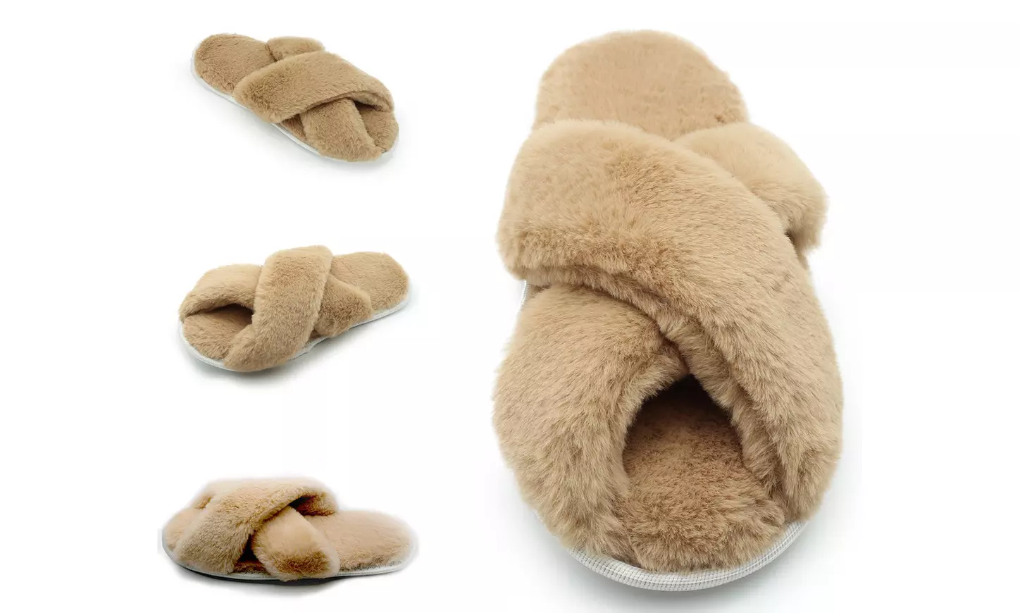 Women's Open Toe Memory Foam Slippers - Second Medium