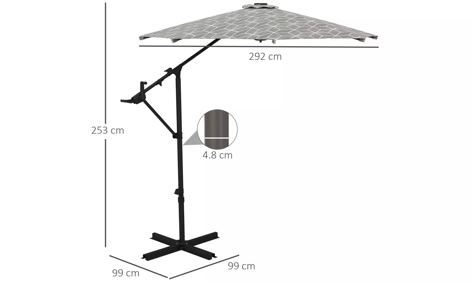 Outsunny Convertible Cantilever Parasol