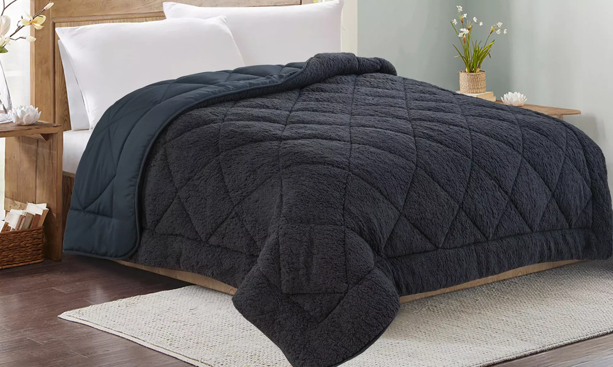 Couette chaude Sherpa 2-en-1,réversible été-hiver, pour un confort optimal adapté à chaque saison, de Sampur - Primary Image