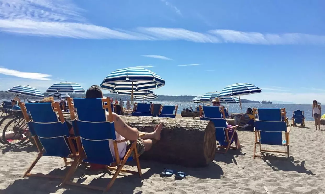Full-Day Beach Chairs and Umbrellas Rental for Two or Four from Vancouver Beach Company (Up to 56% Off)  - Primary Image