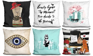 Fashion-Inspired Print Decorative Pillow