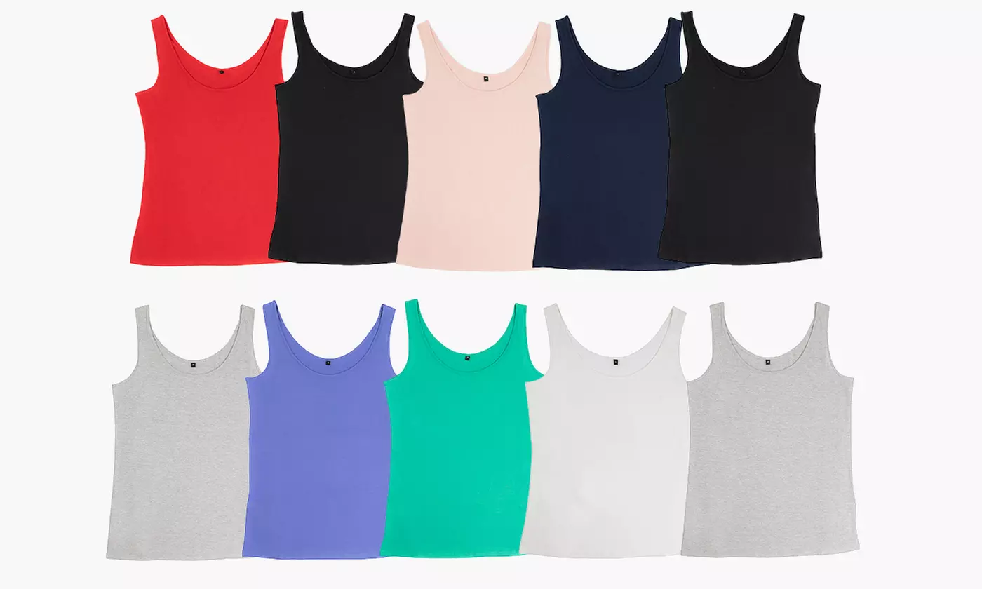 Lot 10 débardeurs femme 100% coton, col rond - Primary Image