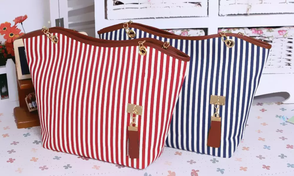 1 ou 2 sacs cabas en tissu avec rayures - Primary Image