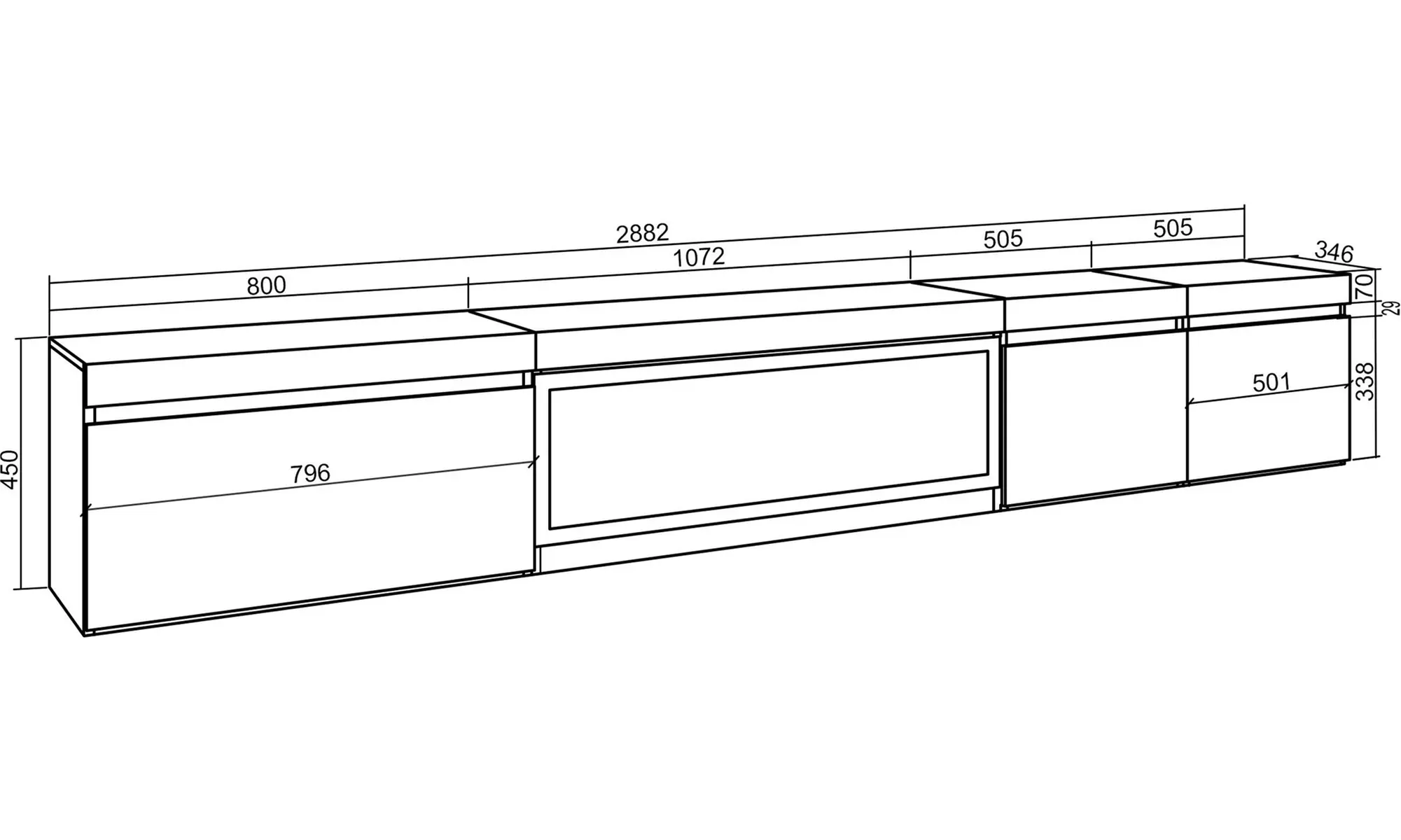 Meuble TV suspendu avec cheminée électrique en option