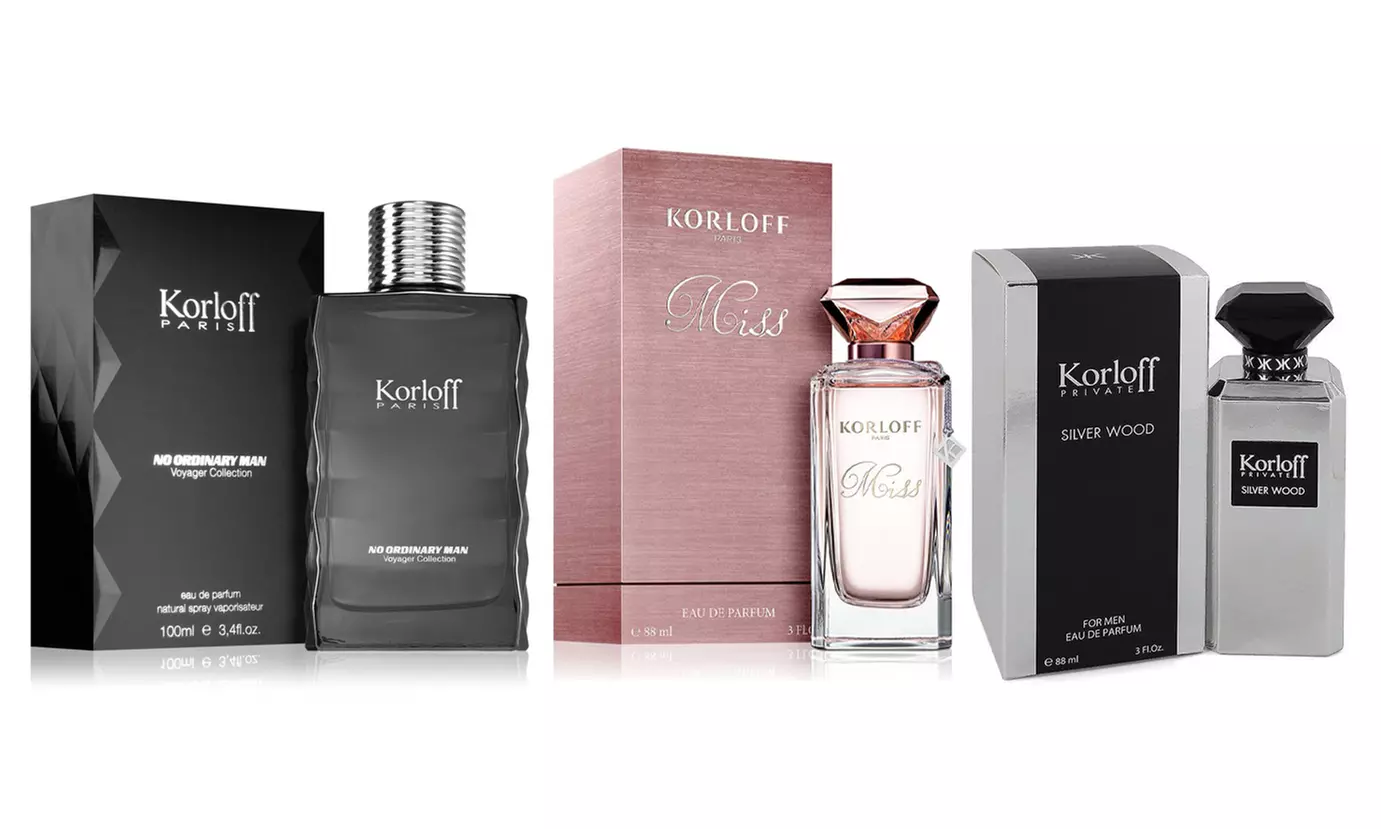 Assortiment d'eaux de parfums de la marque Korloff pour homme et femme - Primary Image
