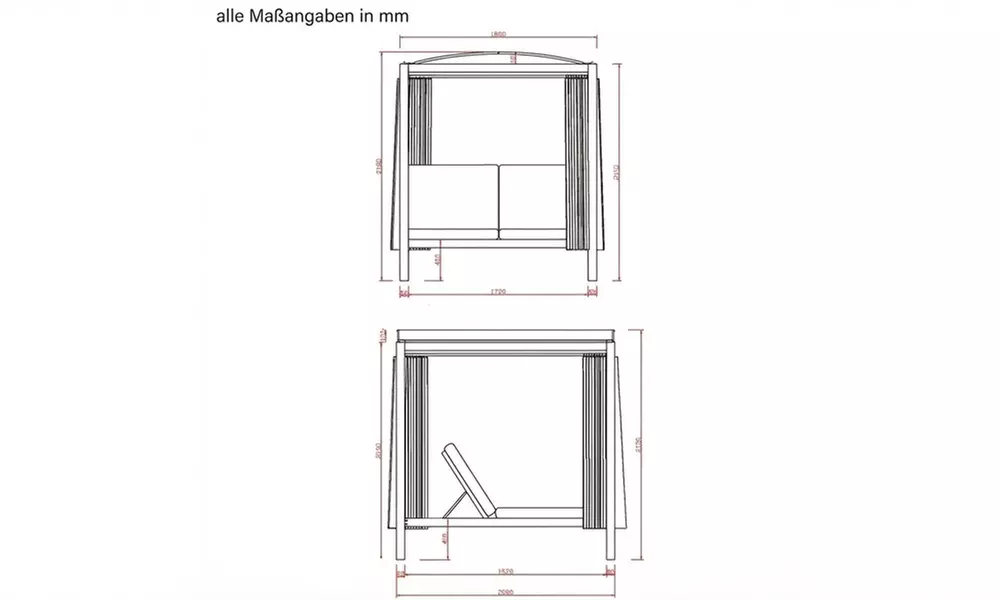 Home Deluxe Sonnenliege Lyon, 208x188 cm, in weiß/grau für den Außenbereich