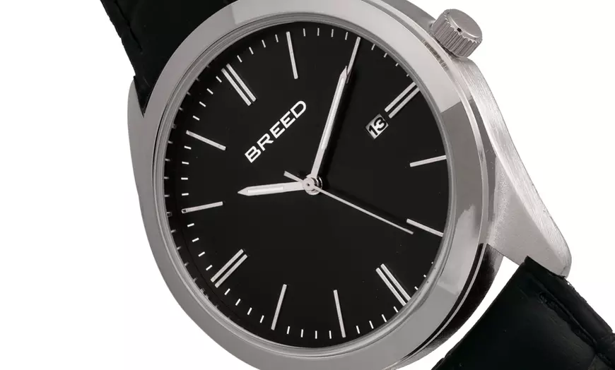 Image 6: Horloges met datum en leren band