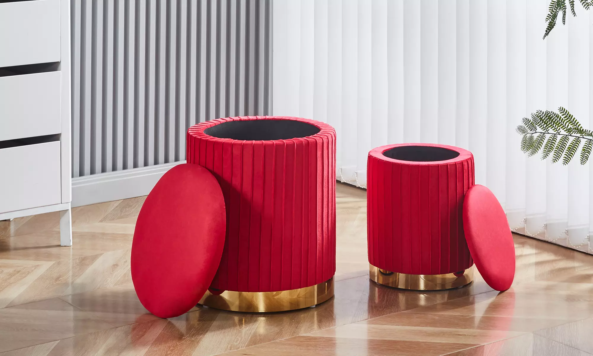 Juego 2 pufs de terciopelo