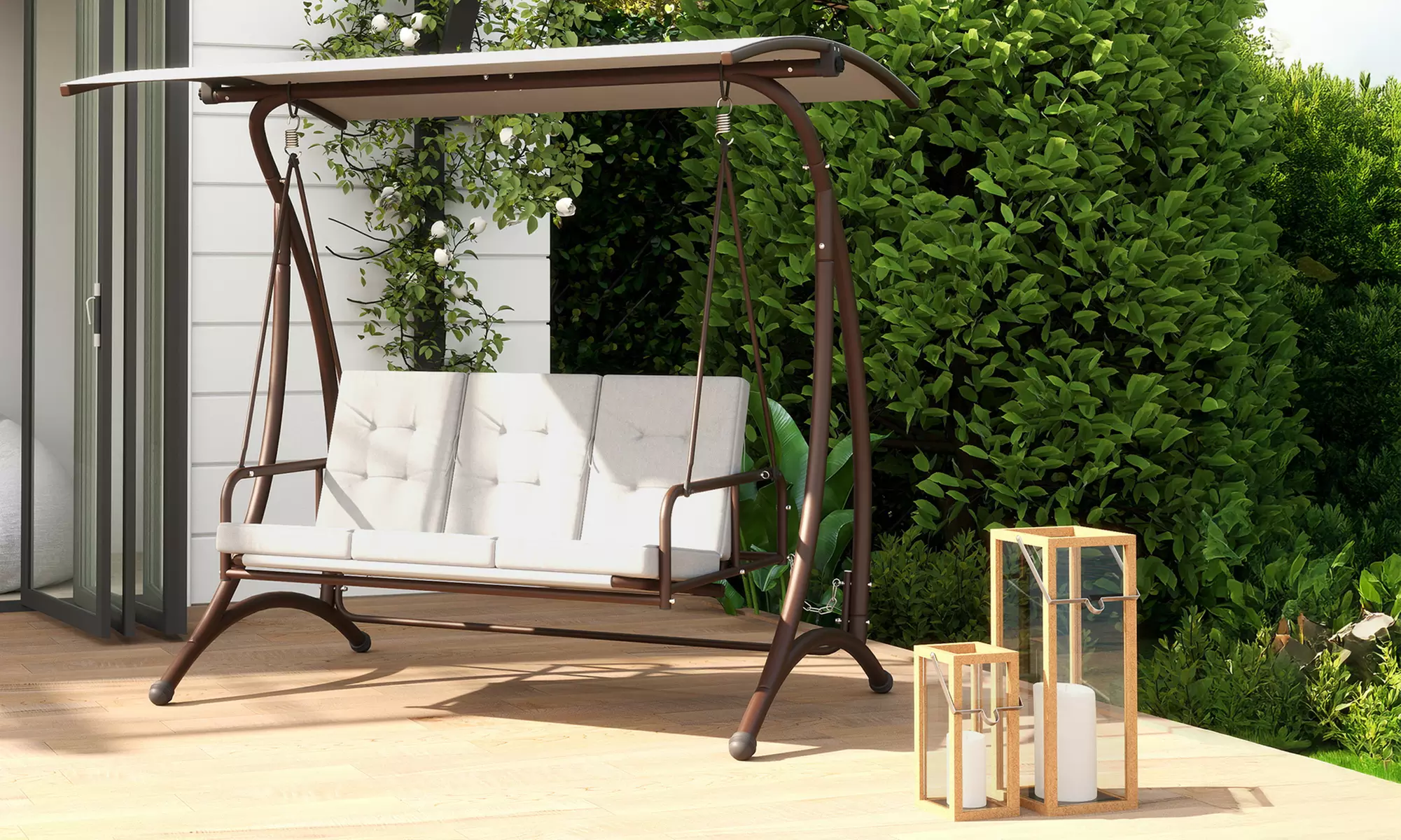 Outsunny 3 Seater Garden Swing Seat Bed