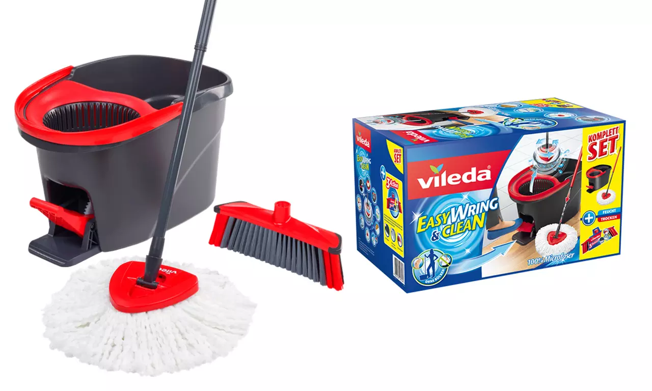 Vileda EasyWring & Clean Wischmop Komplettset mit 3Action Besen-Kopf - Primary Image