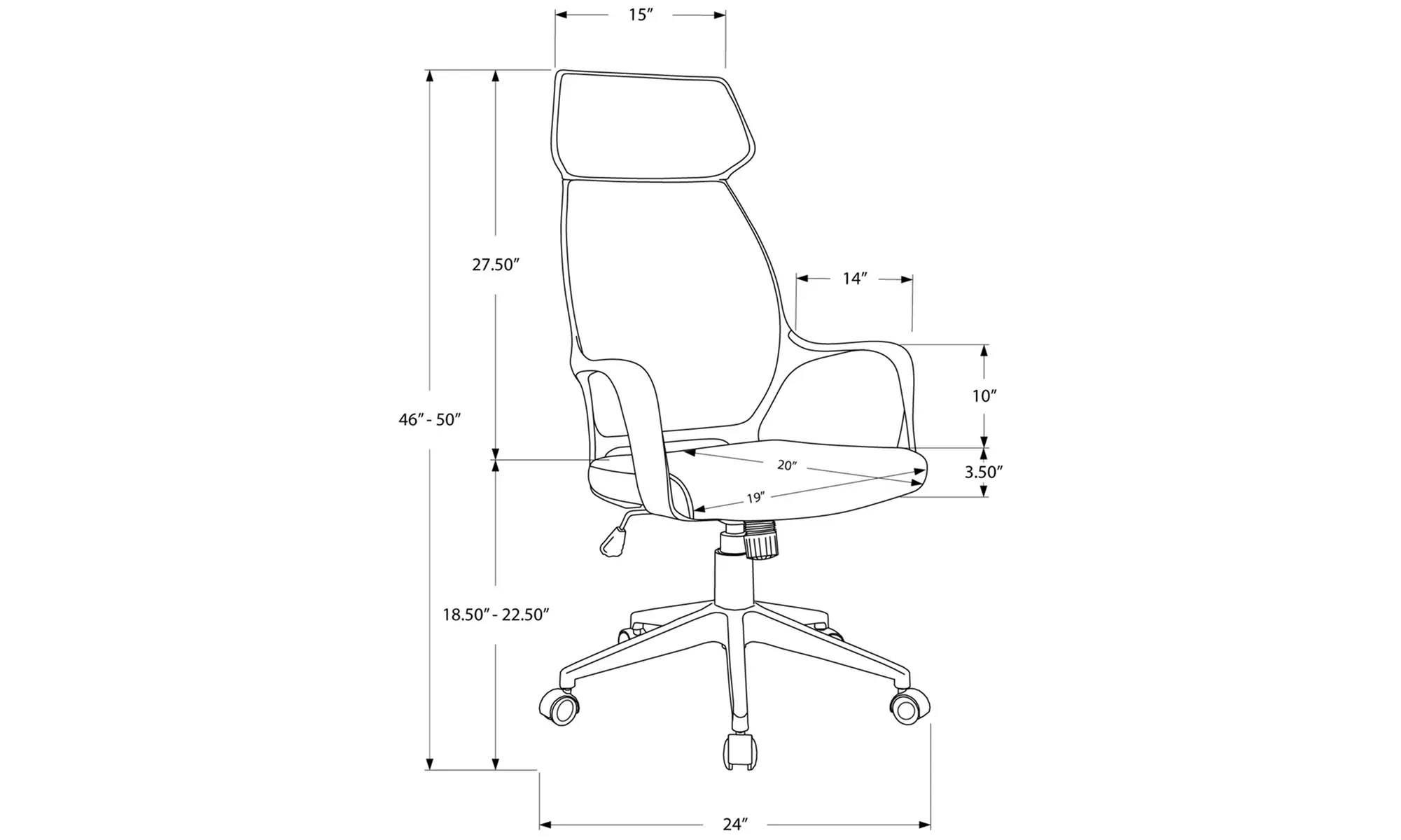 Monarch Specialties Elysia High Back Office Chair - Second Medium