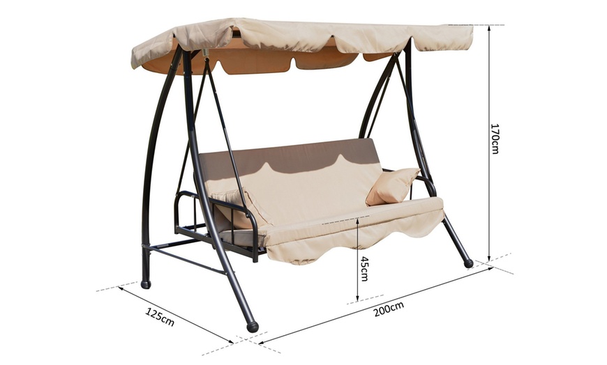 Image 15: Outsunny Three-Seater Swing Chair