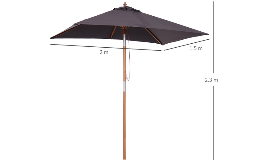 Image 7: Outsunny Garden Parasol Umbrella with Tilting Sunshade Canopy