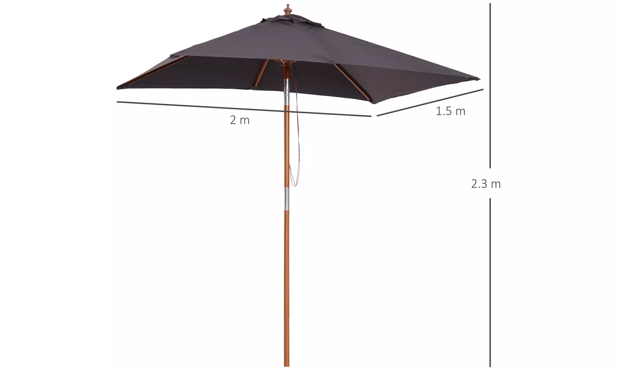 Outsunny Garden Parasol Umbrella with Tilting Sunshade Canopy