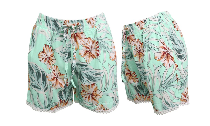 Image 6: Printed Pom-Pom Hem Cotton Shorts