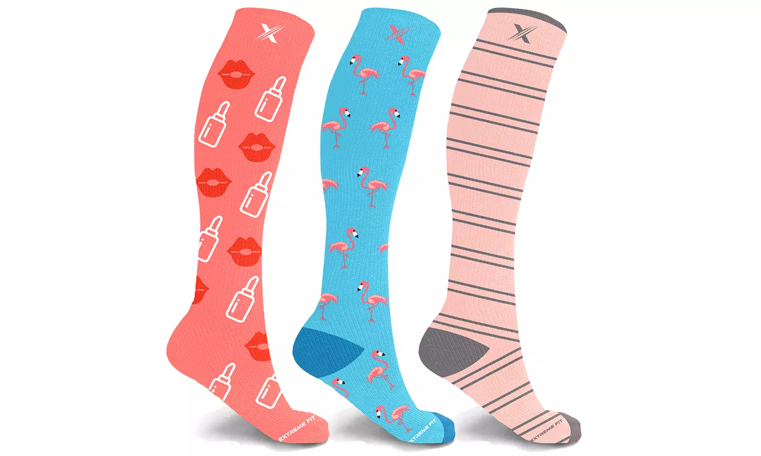 XTF Bold and Expressive Knee-High Compression Socks (3 Pairs) - Second Medium