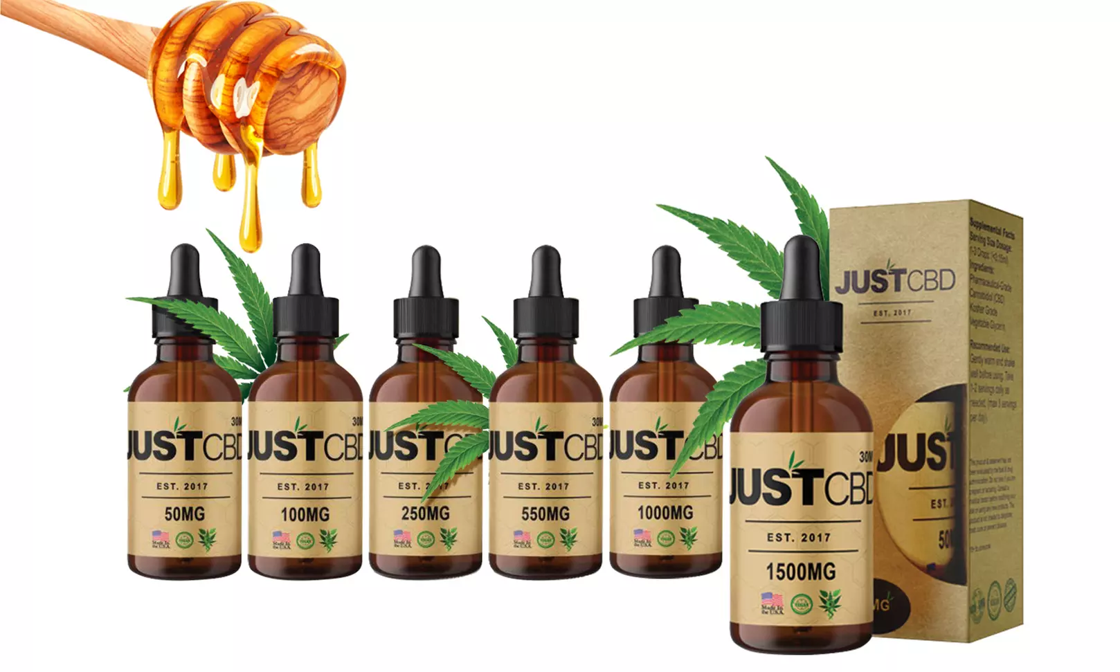 CBD Hemp Seed Oil with Honey Liquid Tincture from JustCBD - Primary Image
