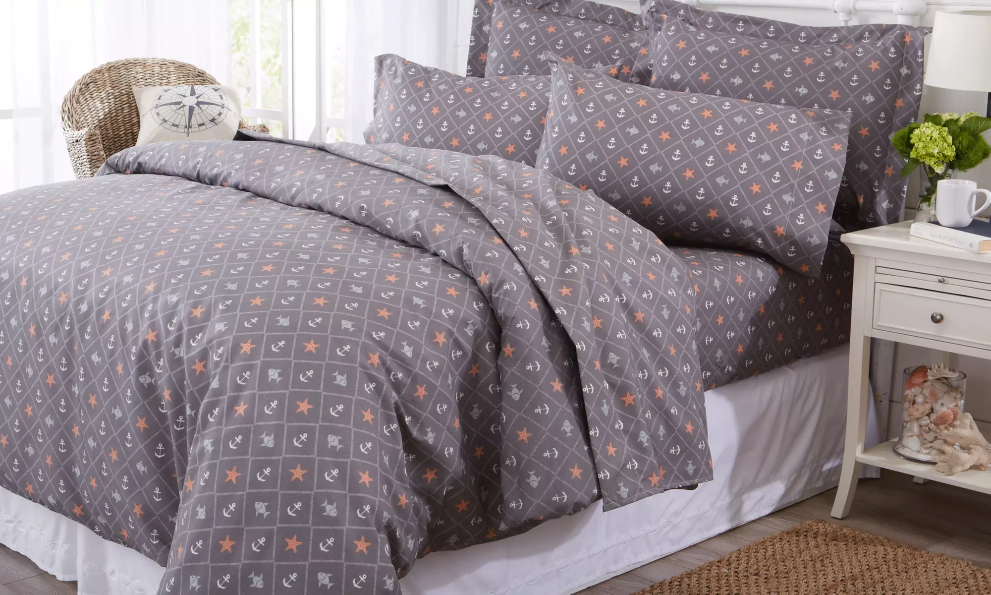 Antigua Coastal-Printed Duvet Set (2- or 3-Piece). Multiple Options Available. - Primary Image