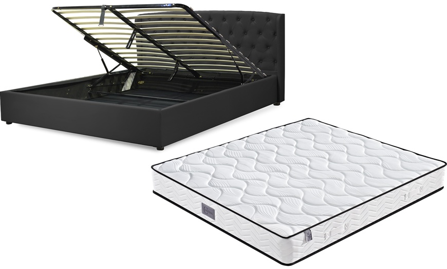 Image 9: Lit coffre Sherwood simili cuir de Sampur, matelas "Cosmos" en option