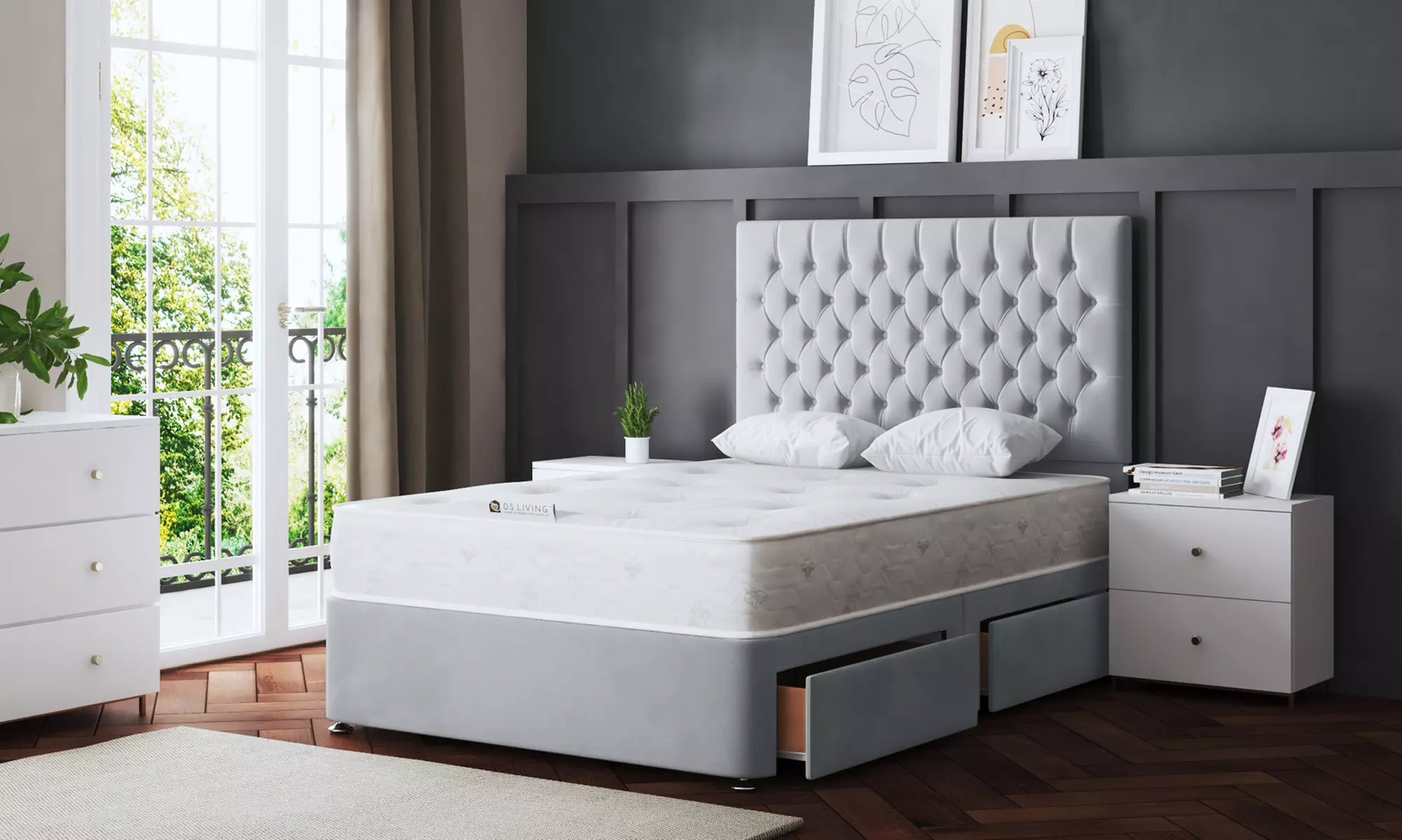 Seraphine Chesterfield Divan Bed with Four Drawers