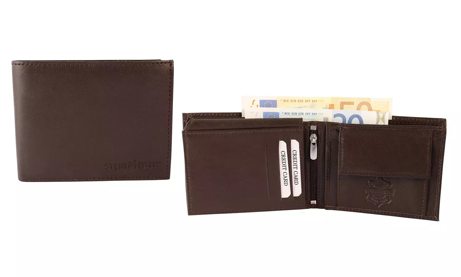 1x, 2x, oder 3x Herren- oder Unisex-Geldbörse aus Leder