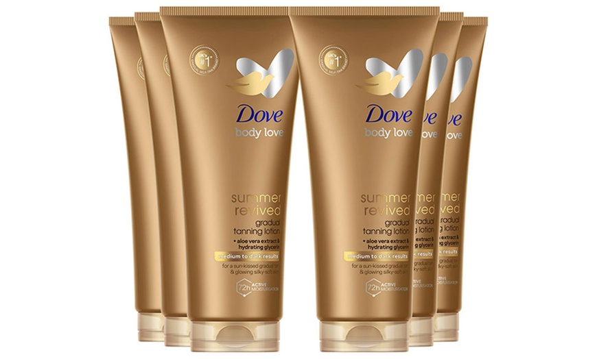 Image 3: Three or Six Packs of Dove Summer Revived Tanning Lotions