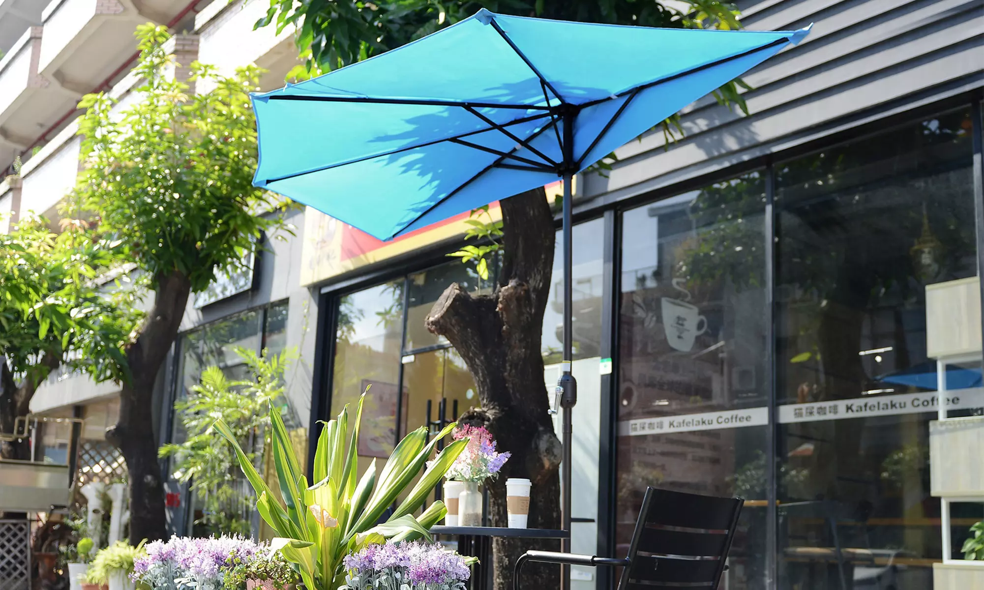 Villacera 9' Outdoor Patio Half Umbrella - Primary Image