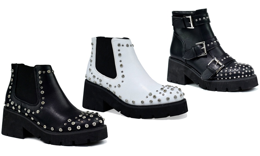 Image 1: Diamante Ankle Boots