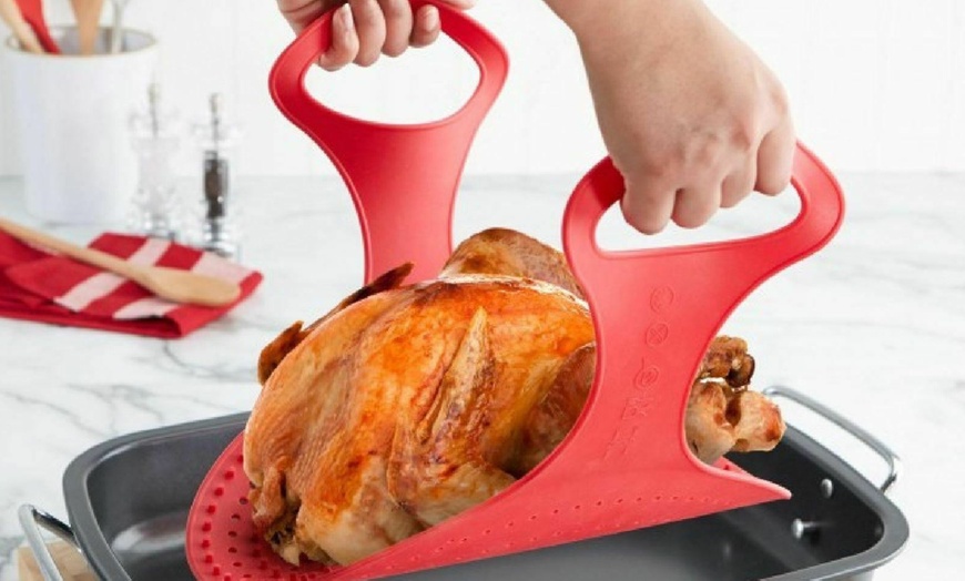 Image 1: Reusable Non-Stick Silicone Chicken Turkey Meat Lifter