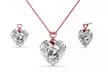 1x oder 2x Herz-Anhänger & Ohrringe Set mit Swarovski®-Kristallen in Gold, Roségold oder Silber - Second Medium