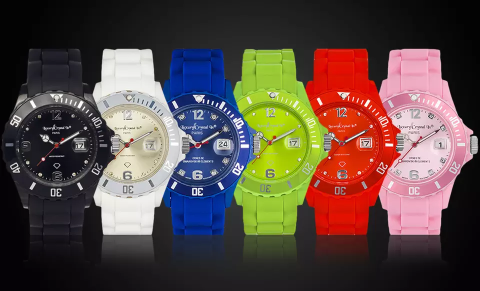 Women's Silicone Strap Watch with Swarovski Elements - Primary Image