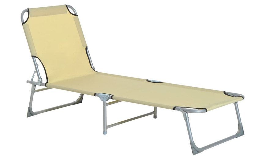 Image 6: Outsunny Folding Sun Lounger