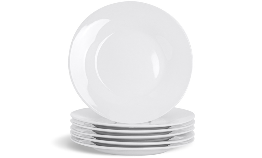 Image 3: Argon Tableware Set of 6 or 12 White Rimmed Plates