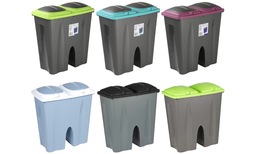 Image 2: Double Recycling Waste Bin 50L