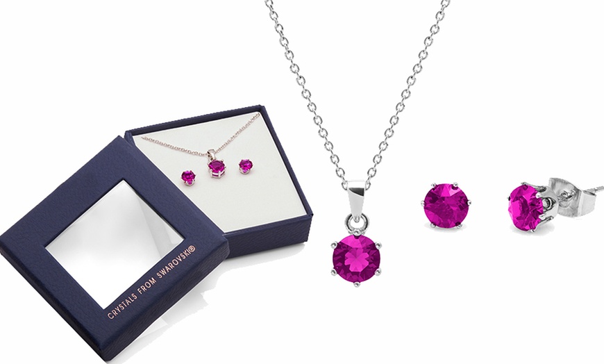 Image 5: Birthstone Necklace and Earrings Set with Crystals from Swarovski®