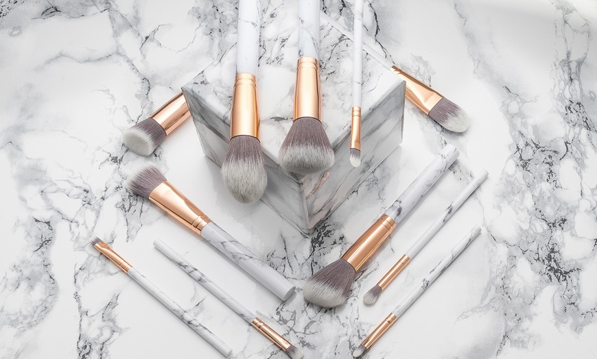 Image 2: 10-Pc Marble Make Up Brush Set