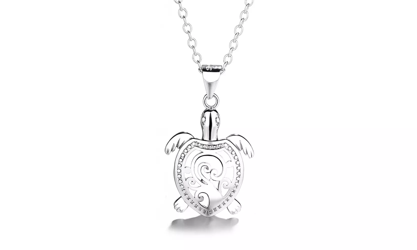 Sterling Silver Filigree Turtle Pendant Necklace by Amy & Annette - Primary Image