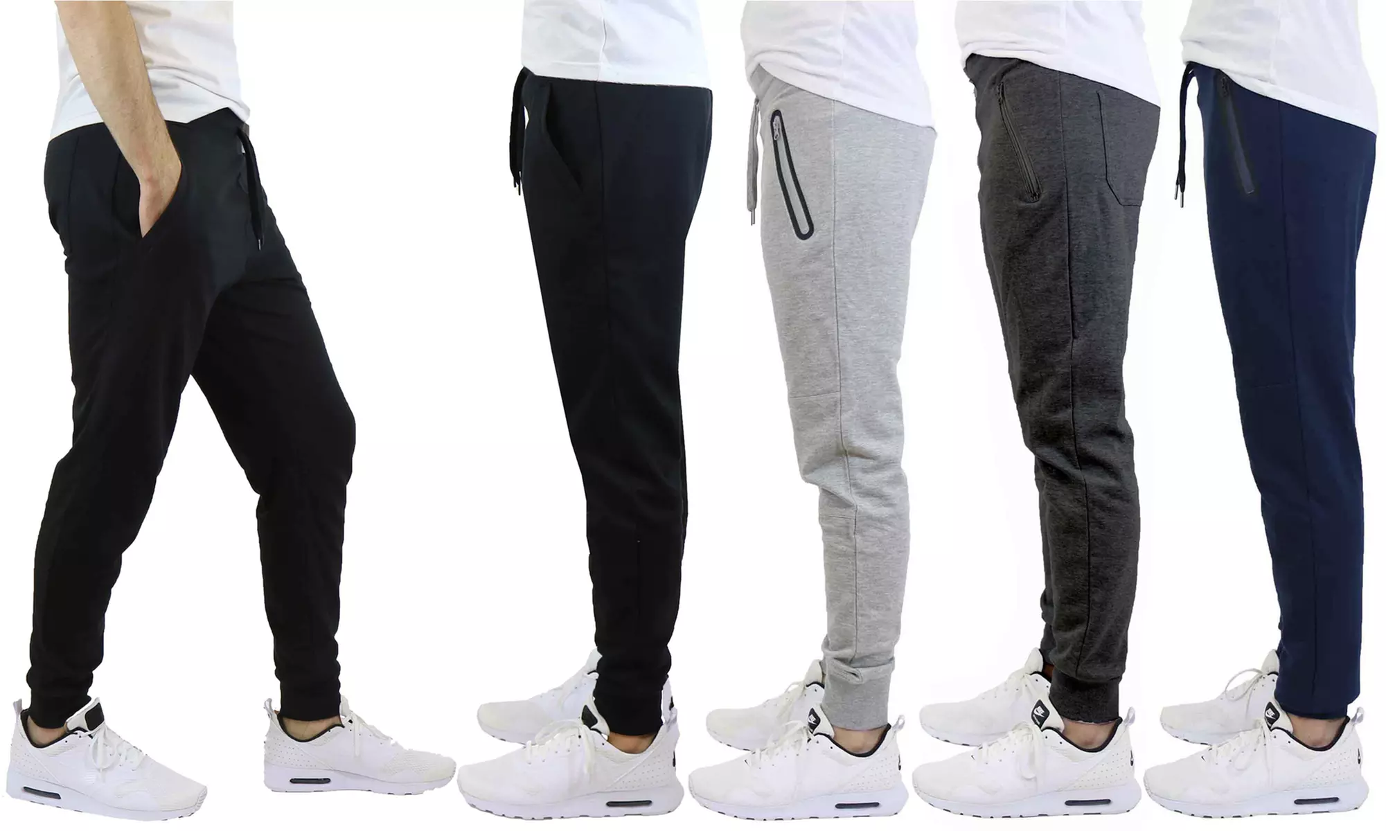 Men's Slim-Fit French Terry Joggers with Regular or Zipper Pockets (S-2XL) - Primary Image