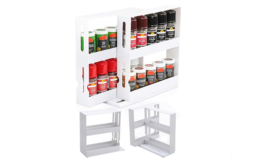 Image 10: 2-Tier Rotating Spice Rack Organizer