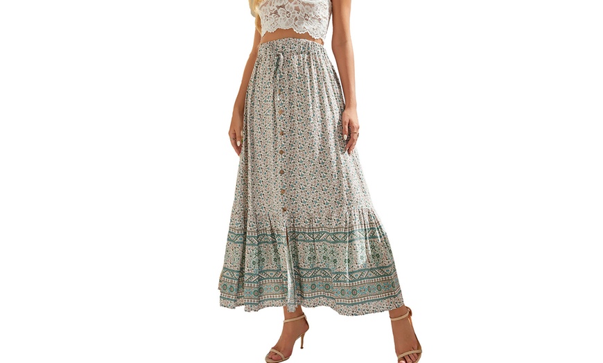 Image 3: Women’s Bohemian Floral-Printed Skirt