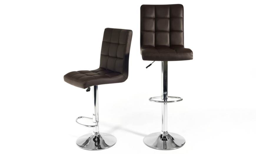 Image 10: Set of Two Juno Adjustable Faux Leather Bar Stools